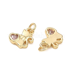 Dijes de latón con micro pavé de circonitas cúbicas de coral claro&nbsp;CU-CBAF0F8-12G