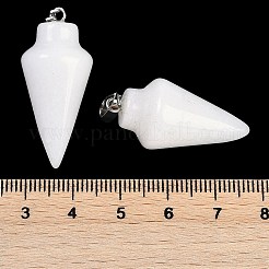 Natürliche weiße Jade Edelstein spitzen Anhänger&nbsp;G-K384-01P-09