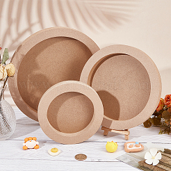 3 cadre photo rond plat en bois de 3 styles.&nbsp;TOOL-WH0118-17