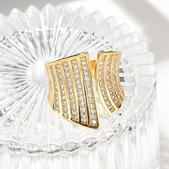 Латунные микро проложить манжеты кольца кубического циркония RJEW-C130-01G