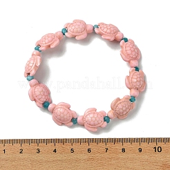 Pulseras elásticas de cuentas de turquesa sintética para mujer&nbsp;BJEW-JB13598-01