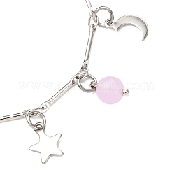 3 bracciale con ciondolo in acciaio inossidabile e giada malese naturale e tinta&nbsp;BJEW-JB12418