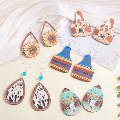 24шт 12 стильные односторонние большие подвески из липы с принтом WOOD-SZ0001-28