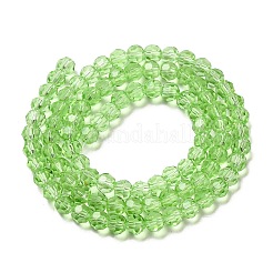 透明ガラスビーズ  ファセット（32ファセット）  ラウンド  ライム  4mm  穴：0.7mm  約87~93個/連  32~33cm&nbsp;LS-EGLA-A035-T4mm-D09