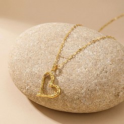 Collane con ciondolo a cuore in acciaio inossidabile 304 per San Valentino&nbsp;NJEW-Z117-03G