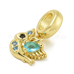 Стойка покрытие латунь паве черный и светло-голубой кубический цирконий птица европейские подвески KK-Z067-54G