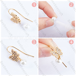 8 шт. 4 стильных латунных крючка для сережек с микропаве из кубического циркония KK-BBC0004-31