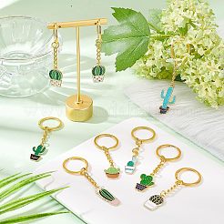 サボテンキーホルダー作りキット  合金エナメルペンダントを含む  アイアン製キーリング  ミックスカラー  34個/箱&nbsp;DIY-OC0009-29