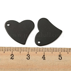 イオンプレーティング（IP）304ステンレス鋼スタンピングブランクタグペンダント  ハート  ブラック  18x17x0.8mm  穴：1.5mm&nbsp;STAS-D445-60B