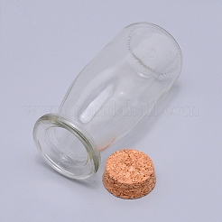 200mlガラス瓶  ビーズコンテナ  コルク栓付き  透明  13.3x5.85cm  容量：200ml（6.76液量オンス）&nbsp;CON-WH0073-88