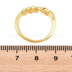 Bagues manchettes ouvertes en laiton serties de micro-pavés de zirconiums cubiques transparents pour femmes&nbsp;RJEW-T032-02G