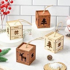 1 набор из 6 шт. 2 стилей рождественских квадратных деревянных украшений для сращивания&nbsp;ST-CJ0040-001