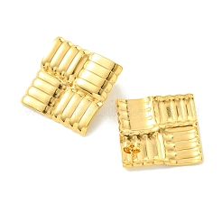 PVD真空メッキ304ステンレススチールスタッドピアス（女性用）  ストライプの入った菱形  ゴールドカラー  40.5x40.5mm&nbsp;EJEW-L284-08G