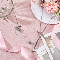 2 шт. прозрачная пластиковая трубчатая коробка и подвеска из сплава с отпечатком лапы и крыльями&nbsp;NJEW-DR00026