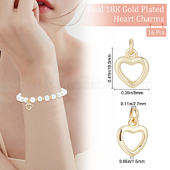 16 шт. латунные подвески в форме сердца&nbsp;KK-BBC0004-62