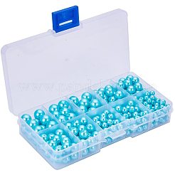 環境に優しい染めガラスパールラウンドパールビーズ  空色  5~10mm  穴：1.2~1.5mm  約340個/箱&nbsp;HY-PH0009-RB104
