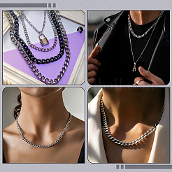 Collier chaîne cubaine en acier inoxydable 304 (1 pièce) pour homme et femme&nbsp;NJEW-SP0001-23C