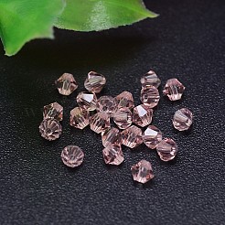 K9ガラス  カット加工模造オーストリアクリスタルビーズ連売り  グレードAAA  双円錐形  ピンク  6x6mm  穴：0.7~0.9mm  約360個/袋&nbsp;G-M180-6mm-30B