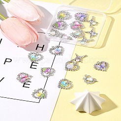 20 шт. 8 стиля стеклянных подвесок из платинового сплава&nbsp;FIND-FS0003-78