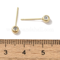 真鍮スタッドイヤリングを見つける  鉛フリー＆カドミウムフリー  ラウンド  24KGP本金メッキ  16x4mm  穴：0.9mm  ピン：12x1mm&nbsp;KK-K383-04B-G