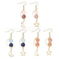 3 пара серег с подвесками в виде луны и звезд с драгоценными камнями EJEW-JE06707
