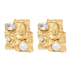 Серьги-гвоздики из нержавеющей стали 304 с кубическим цирконием EJEW-Z110-03G-01