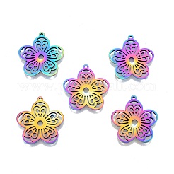 イオンプレーティング(IP) 18K 201 ステンレススチールペンダント  花  虹色  27x25.5x1.5mm  穴：1.4mm&nbsp;STAS-N098-095M