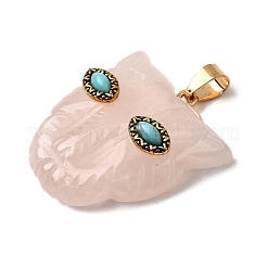 Подвески из натурального розового кварца и синтетической бирюзы G-Z090-02G-09