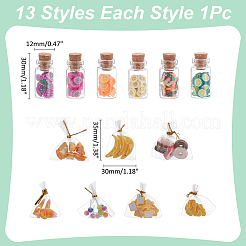 Смешанная форма стеклянная бутылка миниатюра и смоляная мини имитация еды украшения DJEW-WR0001-07