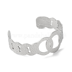 女性用楕円形 304 ステンレススチール カフ バングル  ステンレス鋼色  内径：2-1/8x2-1/2インチ（5.5x6.5cm）&nbsp;BJEW-B104-17P
