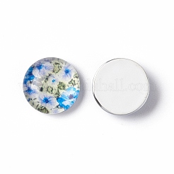 Halbrund / Kuppel floral bedruckten Glasflatback Cabochon&nbsp;X-GGLA-A002-10mm-UU