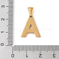 PVD真空メッキ304ステンレスペンダント  ゴールドカラー  レターチャーム  文字a  17x13.5x1.5mm  穴：5x3mm&nbsp;STAS-Z072-01G-A
