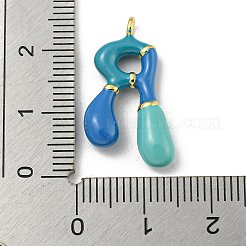 真鍮製エナメルペンダント  長持ちメッキ  カドミウムフリー＆鉛フリー  18KGP本金メッキ  レターチャーム  文字r  24x13.5x4.5mm  穴：1.8mm&nbsp;KK-E093-03G-R