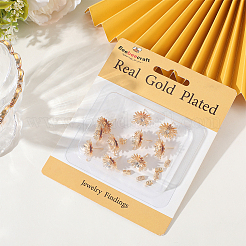 14 шт. латунная фурнитура для сережек-гвоздиков со стеклянными вставками&nbsp;KK-BBC0020-89