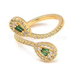 Открытые манжеты из латуни с фианитами&nbsp;RJEW-B052-11G