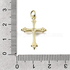 イースター 真鍮製クリアキュービックジルコニアペンダント  クロスチャーム  16KGP本金メッキ  23x16x3mm  穴：3mm&nbsp;KK-G602-01G