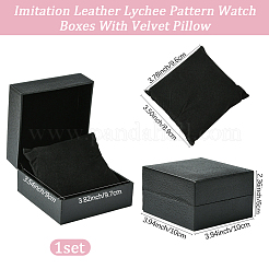 Коробки для часов из искусственной кожи с узором личи CON-WH20013-02B