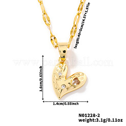 Модные женские ожерелья с подвеской в форме сердца из латуни с прозрачными кубическими цирконами&nbsp;KC9019-2