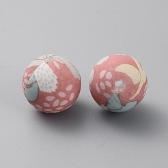 Круглые с цветочными экологически чистыми силиконовыми бусинами пищевого качества&nbsp;SIL-WH0006-21D