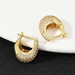 Овальные серьги-кольца из латуни с микропаве из прозрачных кубических цирконий EJEW-S277-10G-A
