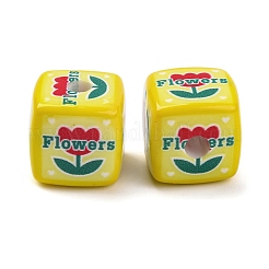 Печатные непрозрачные акриловые бусины&nbsp;SACR-A009-01E