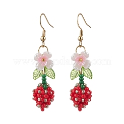 Серьги-подвески из бисера из нержавеющей стали 304 в виде цветка EJEW-MZ00470-01