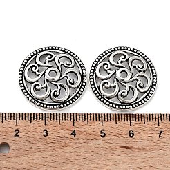 チベット風合金ビーズ  カドミウムフリー＆鉛フリー  花付きフラットラウンド  アンティークシルバー  25x4mm  穴：2.2mm  約414個/1000g&nbsp;FIND-Q094-10AS