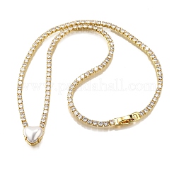 Теннисные ожерелья с прозрачными кубическими цирконами и латунным паве NJEW-K287-02G