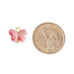 Бабочка стеклянные золотистые тона железные соединительные подвески&nbsp;PALLOY-JF01733