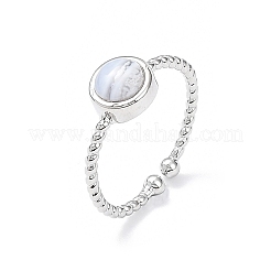 Anneaux de manchette en agate de dentelle bleue naturelle&nbsp;RJEW-E074-01P-05