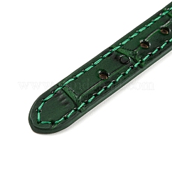 レザーテクスチャブレスレットストラップ、スライドチャーム用スライドリストバンド  イオンプレーティング（IP）ゴールド304ステンレススチールバックル付き  濃い緑  23.2x1~1.25x0.5cm&nbsp;AJEW-K232-01G-04