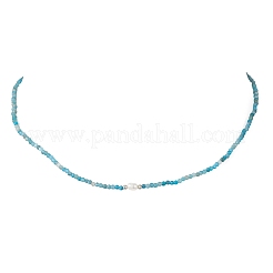 Ожерелья из граненых круглых бусин из натурального апатита диаметром 2 мм.&nbsp;NJEW-JN05918-02