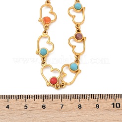 Богемные ожерелья из нержавеющей стали 304 и окрашенной цветной синтетической бирюзы для женщин NJEW-M100-02G-02