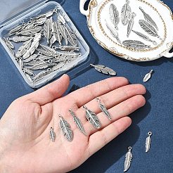 60 шт. подвески из сплава в тибетском стиле с перьями&nbsp;TIBEP-FS0001-21